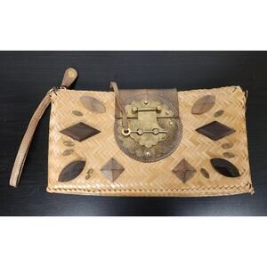 Vintage Kotur Bamboo with Metal Closure & Embellished Clutch Purse